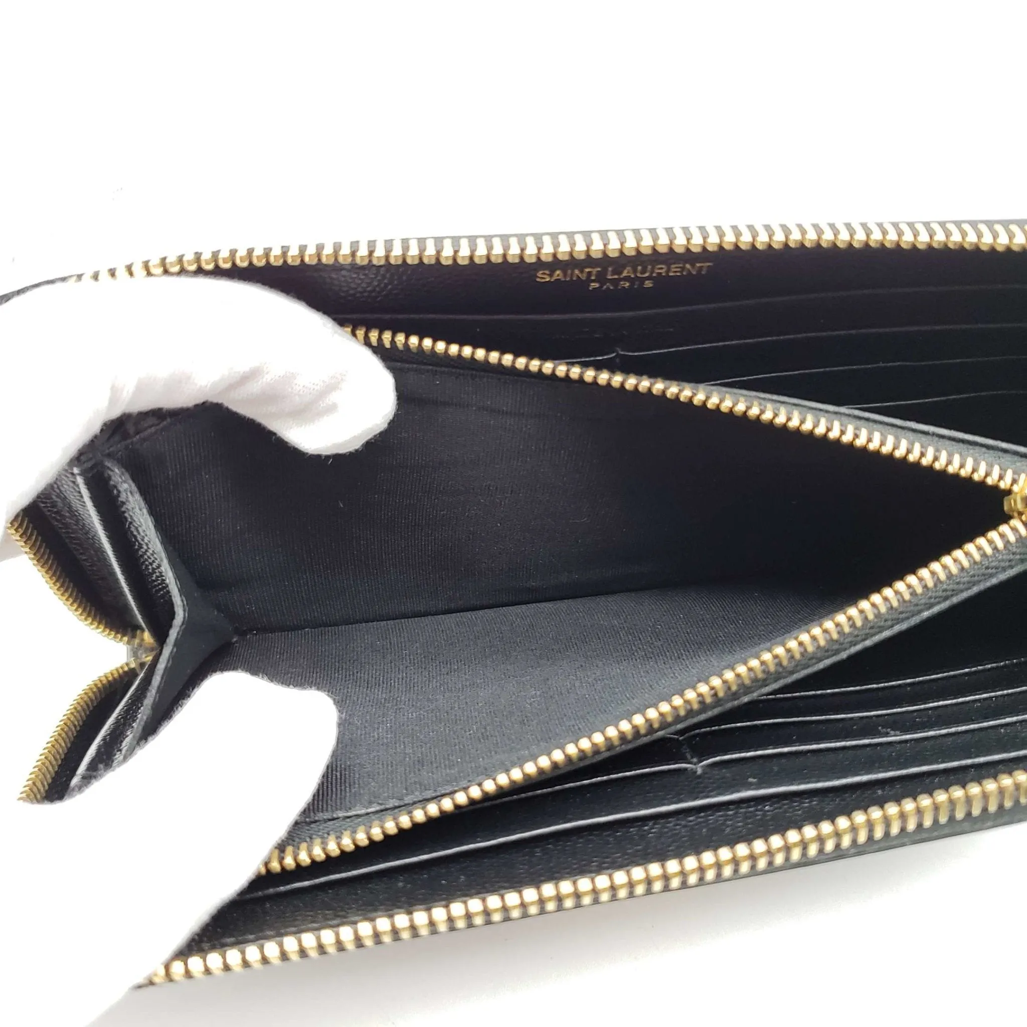 YSL Yves Saint Laurent Black Zippy Wallet