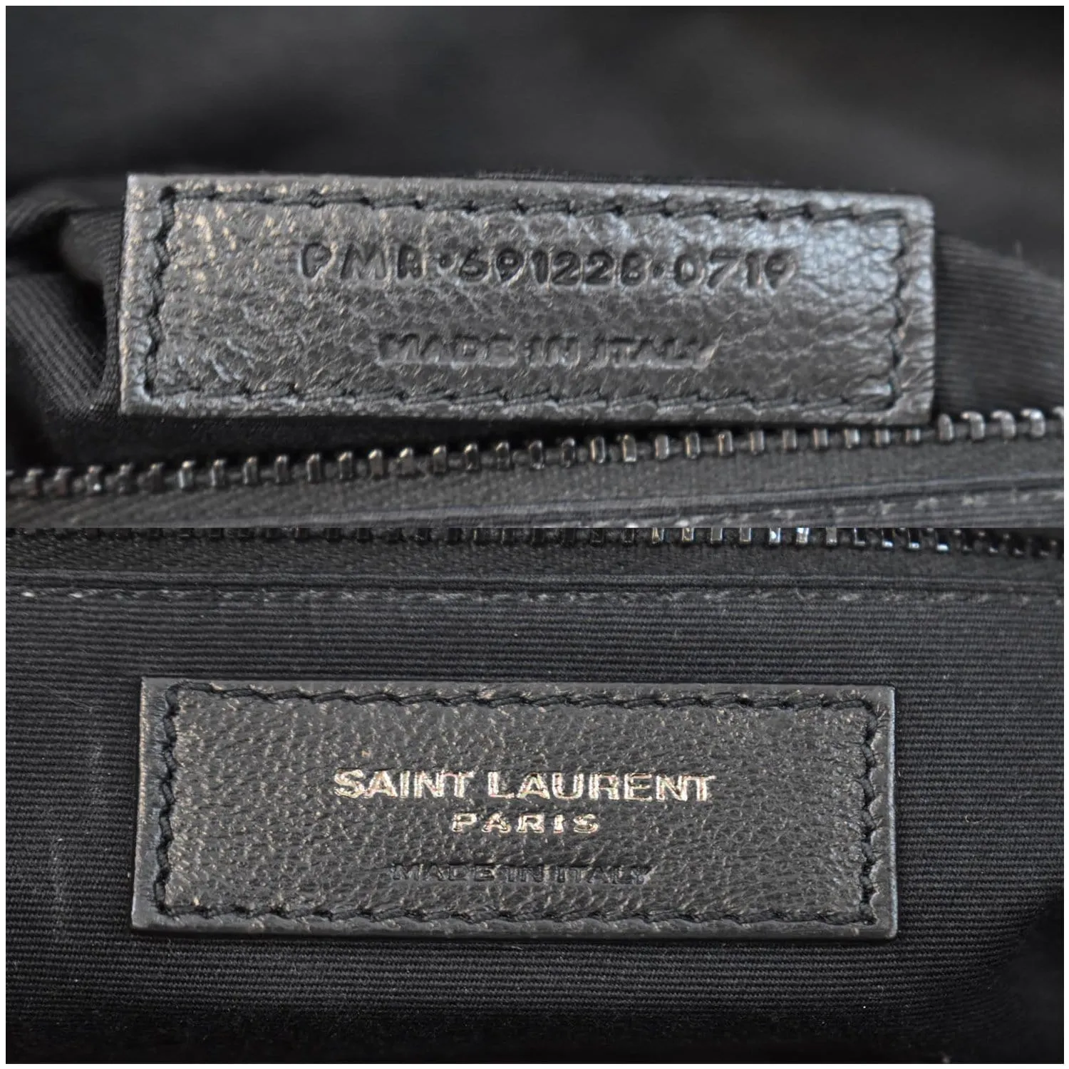 YVES SAINT LAURENT Niki Croc Embossed Leather Shoulder Bag Black