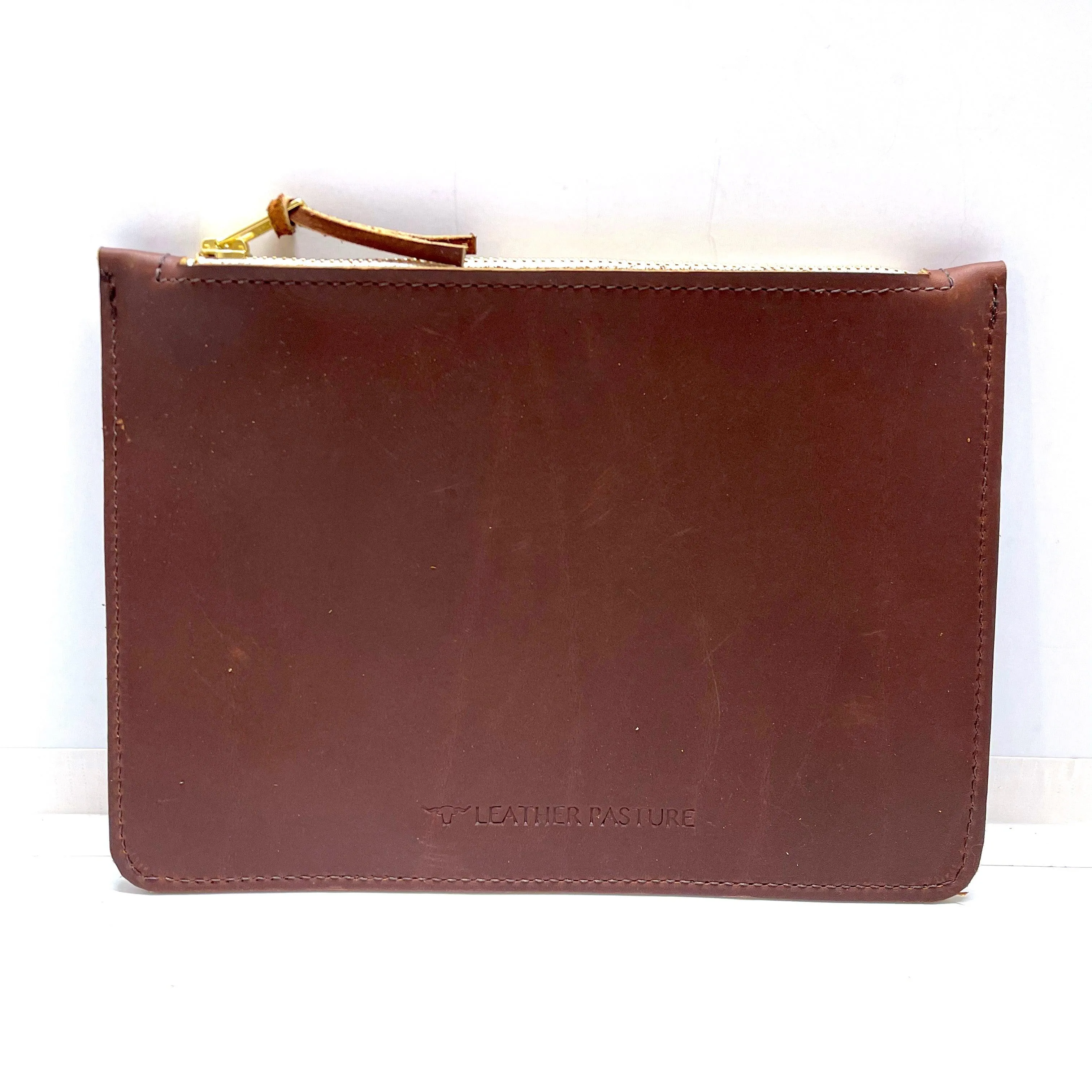 Zip Top Leather Pouch