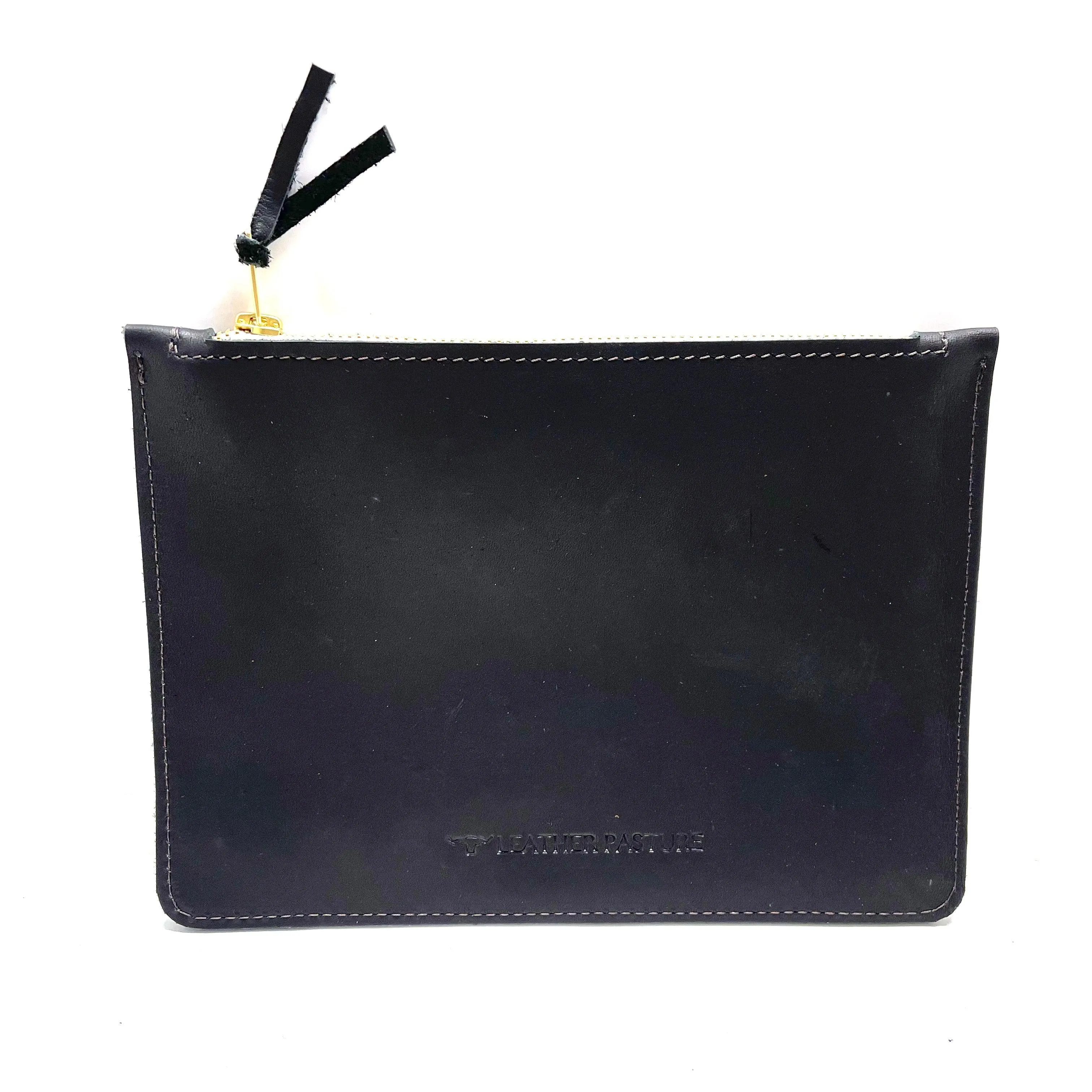 Zip Top Leather Pouch