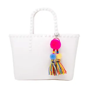 Zomi Gems Large Jelly Tote Bag w/Tassel - White